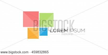 Multicolored Squares. Template For An Abstract Geometric Logo, Sticker, Emblem Or Label. Icon For We