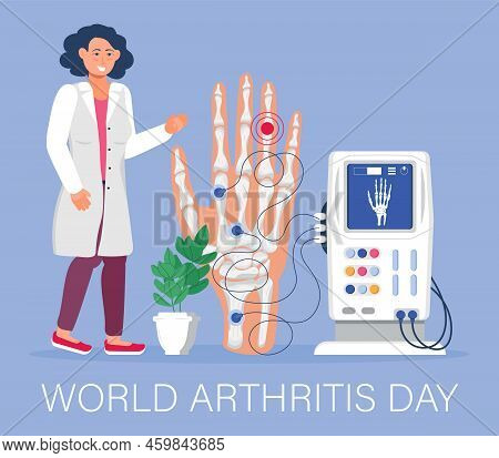 World Arthritis Day In October Concept Vector. Doctor Treat Rheumatism, Osteoarthritis.