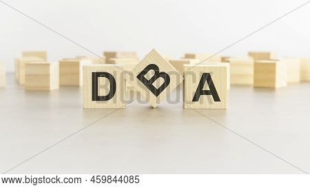 Dba - Data Base Administrator - Letter Pices On The Wooden Cubes, White Background