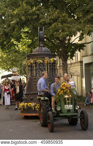 Stuttgart, Germany, 29 September 2019. Volksfest In Stuttgart. The March Through The City Center.
