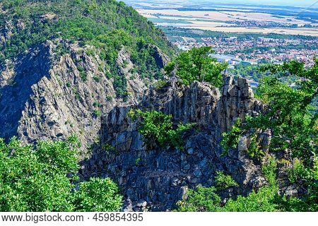 A View From The Rocks In The Bode Valley In The Harz Mountains With A Blue Sky In Summer