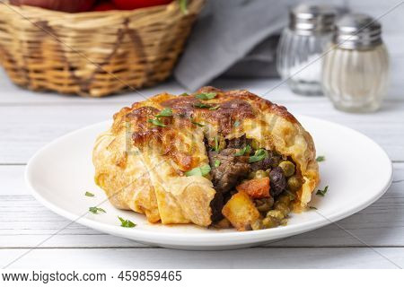 Traditional Delicious Turkish Food; Sultan Kebab, Turkish Name; Sultan Kebabi Or Bohca Kebabi