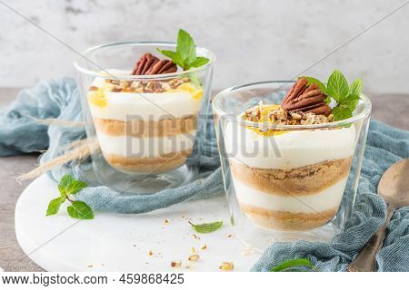 Natas Do Ceu Is A Traditional Portuguese Dessert Made With Cream, Eggs And Biscuits Decorated With P