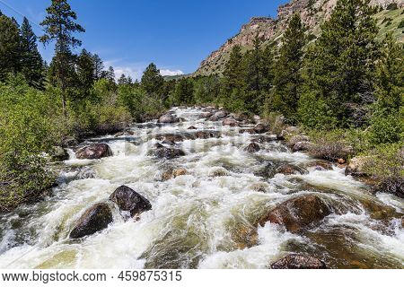 Whitewater Of The Middle Popo Agie River At Sinks Canyon, Lander, Wyoming, Usa