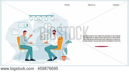 Business Negotiations And Partnership Concept For Web Page Or Presentation, Flat Vector Illustration