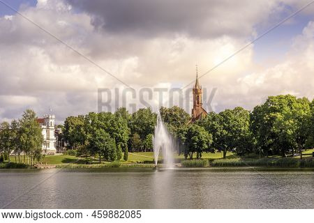 View Of Druskininkai City From The Lake Druskonis In Sunny Day
