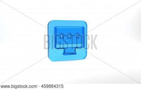 Blue Monitor With Password Notification Icon Isolated On Grey Background. Security, Personal Access,
