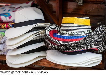 Traditional Hats From Colombia Called Sombrero Aguadeño And Sombrero Vueltiao