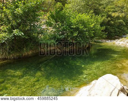 Panoramic View Of Beautiful River Bosso In The Marche Region Near Cagli Italy