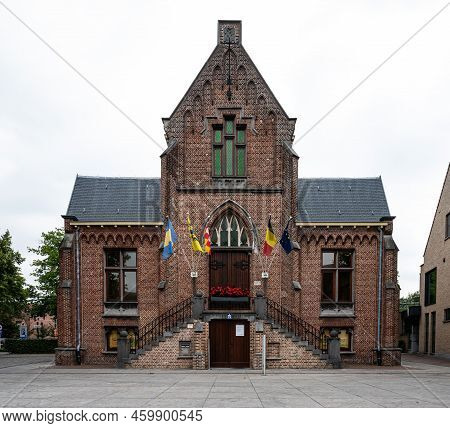 Brecht, Antwerp Province, Belgium - 07 08 2022 - Historical Town Hall At The Old Market Square