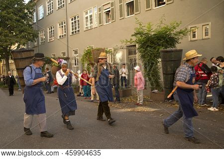 Stuttgart, Germany, 29 September 2019. Volksfest In Stuttgart. The March Through The City Center.
