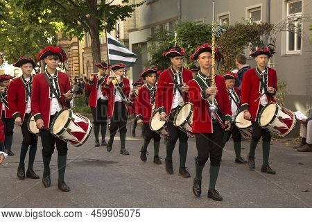 Stuttgart, Germany, 29 September 2019. Volksfest In Stuttgart. The March Through The City Center.