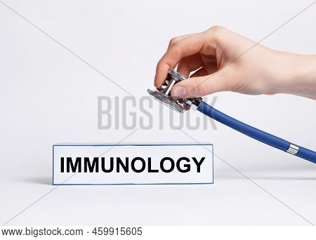 Immunology Word. Immune Syste Defense And Care Concept. High Quality Photo