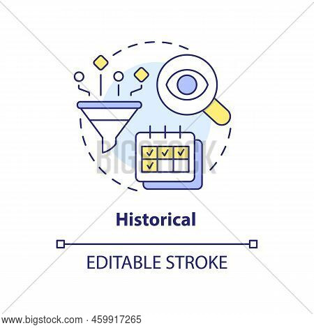 Historical Concept Icon. Data Analytics. Profitability Model For Forecasting Abstract Idea Thin Line