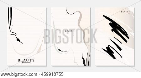Abstract Minimalist Poster Beige Black Graphic Design , Brochure Cover, Invitation, Modern Flyer In 