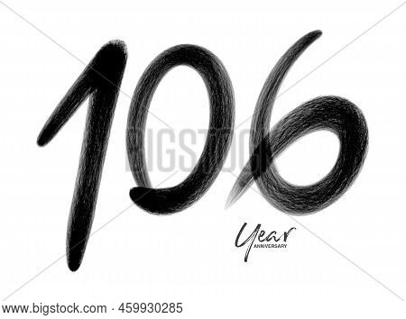 106 Years Anniversary Celebration Vector Template, 106 Number Logo Design, 106th Birthday, Black Let