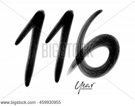 116 Years Anniversary Celebration Vector Template, 116 Number Logo Design, 116th Birthday, Black Let