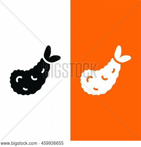 Tempura Vector Icon In Glyph Style. Tempura Is A Traditional Japanese Dish Loved By People In Japan.