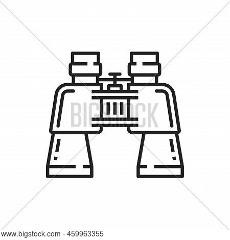 Binoculars Linear Icon Isolated Outline Spy Symbol. Vector Exploration And Discovery, Optical Equipm