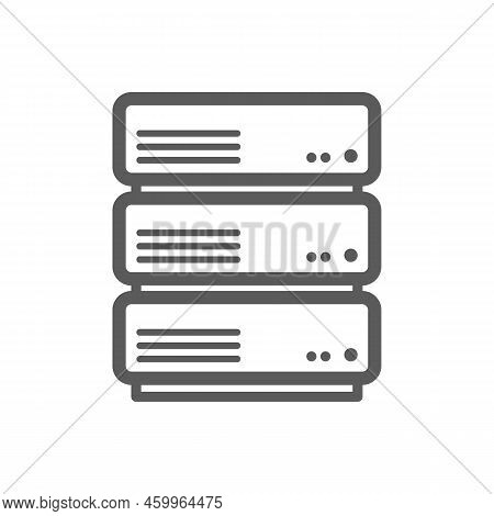 Data Management, Database And Info Storage Isolated Outline Icon. Vector Data Management, Access To 