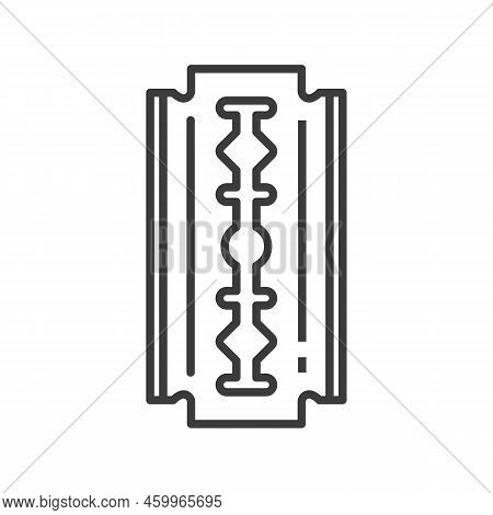 Razor Blade Vector Isolated Old Sharp Shaving Tool Outline Icon. Vector Metallic Stainless Steel Dan