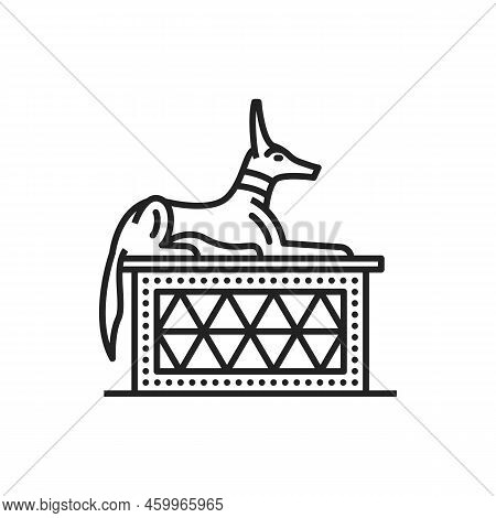 Anubis God Of Ancient Egypt Isolated Outline Vector Icon, Ancient Egyptian Deity Of Death And Funera