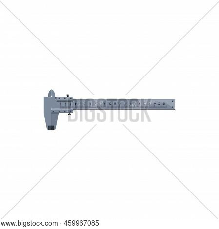 Calipers, Measuring Tool With Ruler, Construction And Carpentry Equipment, Vector Flat Icon. Caliper