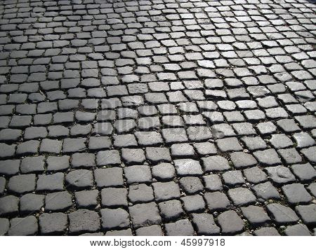 รายละเอียดของถนนที่ปู ด้วยหิน cobble