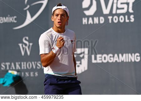 Kyiv, Ukraine - September 7, 2021: Sebastian Baez Of Argentina Reacts After Won The Point During Atp