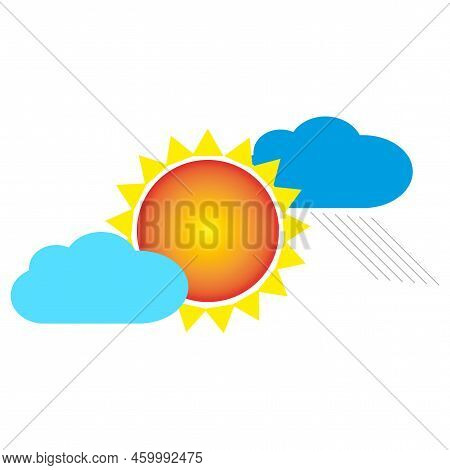 Sun Clouds Rain. Vector Illustration. Stock Image.