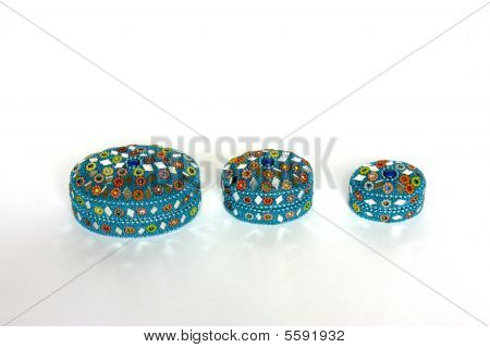 Jewelry caskets on white background