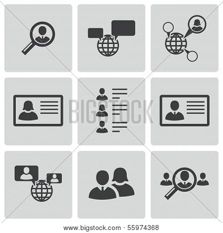 Vector black people search icons set