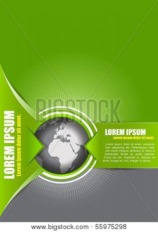 Vector abstract green background with a globe, suitable for transport, freight forwarding, transnational, or travel company. Can be used for brochures, leaflets, posters, cards and other prints.