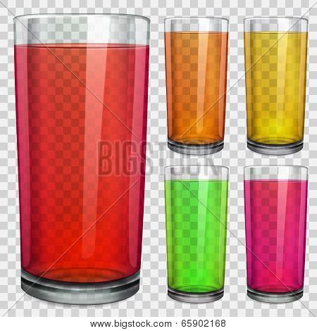 Transparent Glasses With Transparent Colored Juice