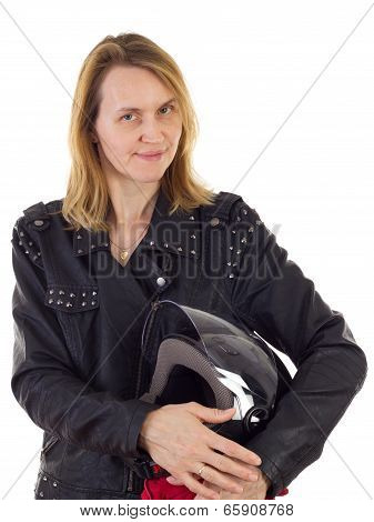 Ready To Ride Her Motorbike
