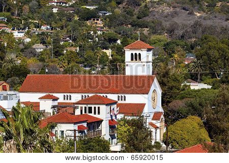White Adobe Methodist Church Cross Santa Barbara California