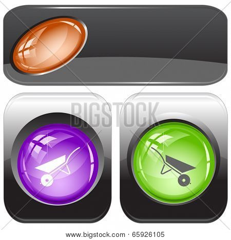 Wheelbarrow. Vector internet buttons.