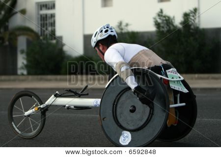 Zdráhali Sport vozíku v Lanzarote Marathon 2009 v Lanzarote Maraton 2009