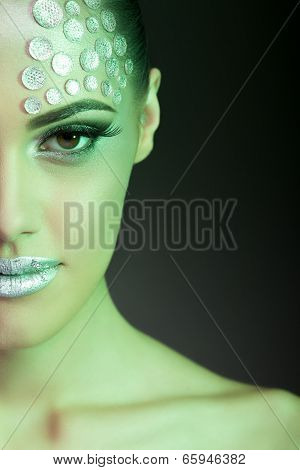 Beauty Woman Fashion Make Up With Color Gels