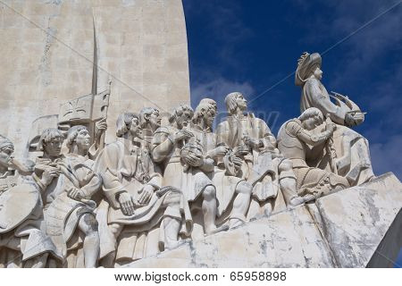 LISBON, PORTUGAL - MAY 28, 2014: Close up of the Monument to the Discoveries in Lisbon. The monument celebrates the Portuguese Age of Discovery during the 15th and 16th centuries.