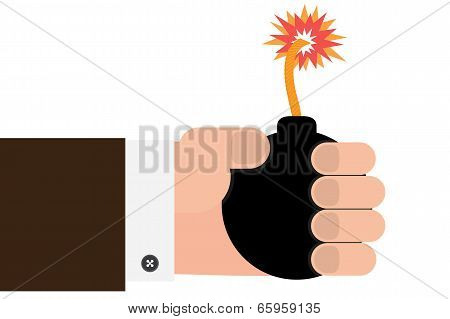 Hand Holding The Bomb