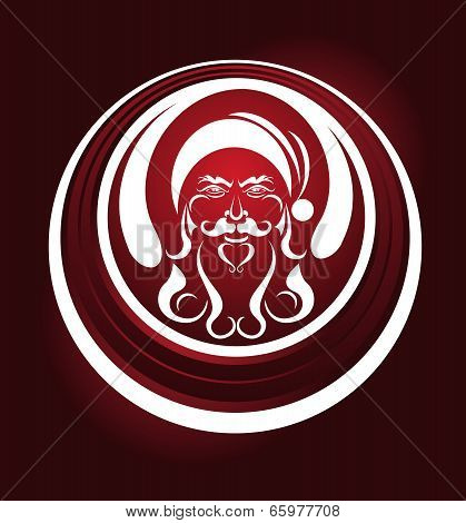 Glowing Christmas Icon With A Santa