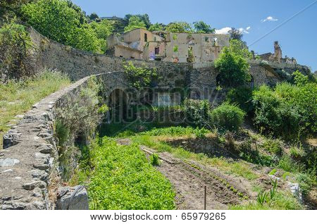 Ghost town Gairo Vecchio (Sardinia, Italy)