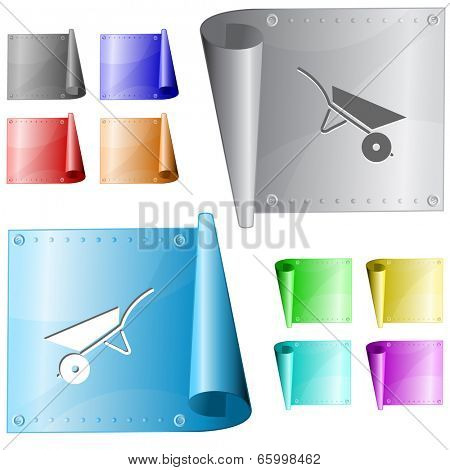Wheelbarrow. Vector metal surface.