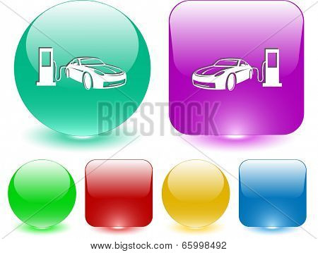 Car fueling. Vector interface element.