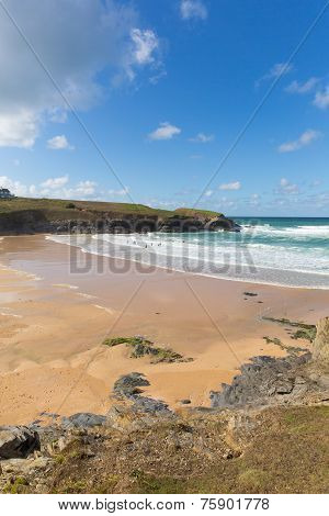 Beach and coast Treyarnon Bay Cornwall England UK Cornish north coast between Newquay and Padstow