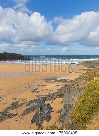 Treyarnon Bay Cornwall England UK Cornish north coast between Newquay and Padstow