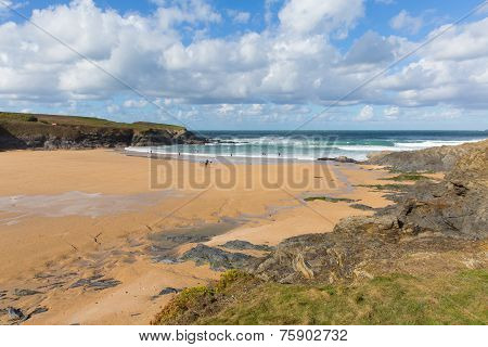 Beach at Treyarnon Bay Cornwall England UK Cornish north coast between Newquay and Padstow