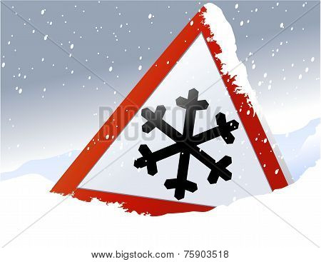Winter road sign