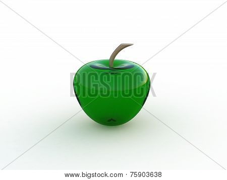 Glass apple isolated in white